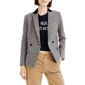 J. Crew Dover Wool Houndstooth Blazer Navy Brown